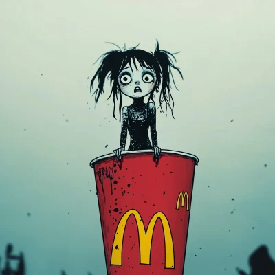 Goth Woman in McDonald’s Cup