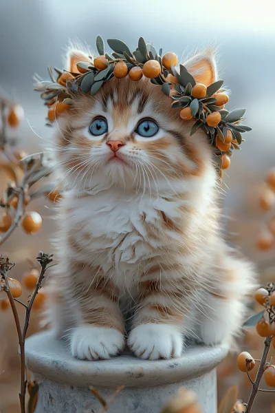 Fluffy Kitten in Snow