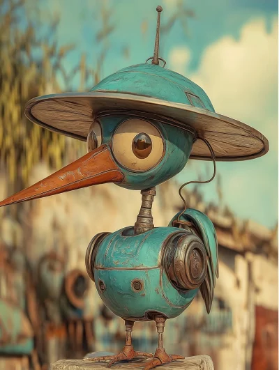 Cartoony Robot Stork