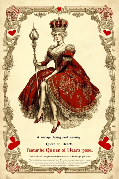 Vintage Queen of Hearts Card