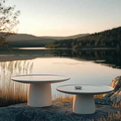 Surreal Modern Camping Table at Night