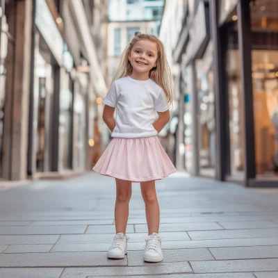 Young Girl in Pink Skirt