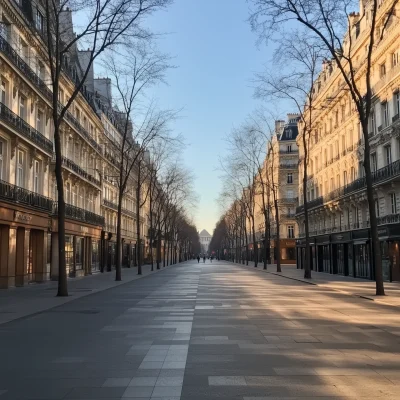 Empty Parisian Avenue