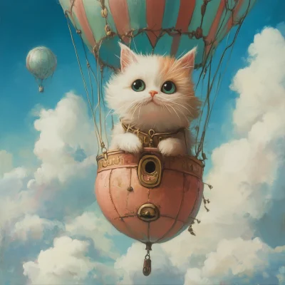 Cat in a Hot Air Balloon