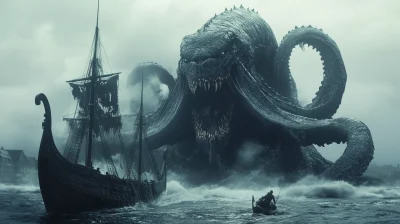 Kraken vs Viking Ship