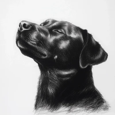 Funny Labrador Charcoal Drawing