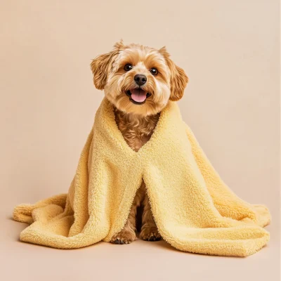 Cute Dog in Towel