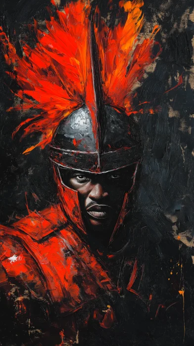 African Knight in Vibrant Armor