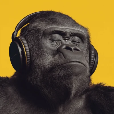 Gorilla with Headphones