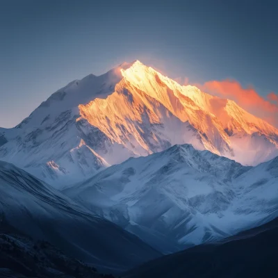 Sunrise on Snowy Mountains