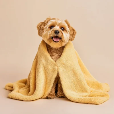 Cute Dog in Towel