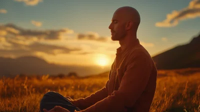 Man Meditating at Sunrise