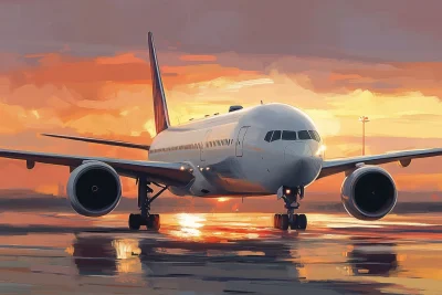 Airplane at Sunset