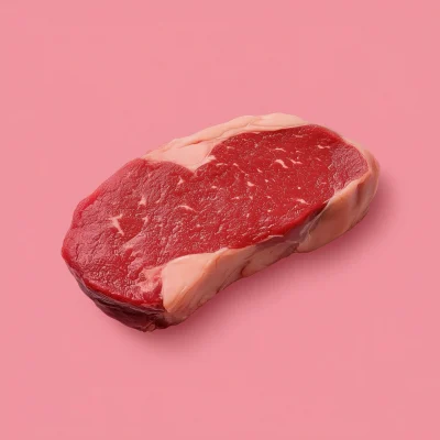 Meat Steak on Pink Background