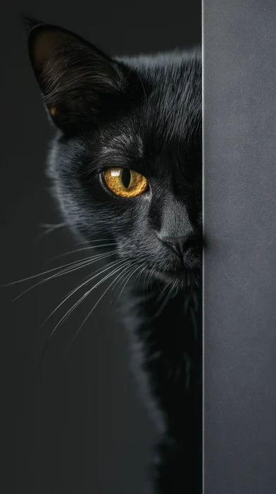 Serious Black Cat Portrait