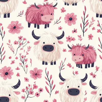 Cute Highland Cows Illustration