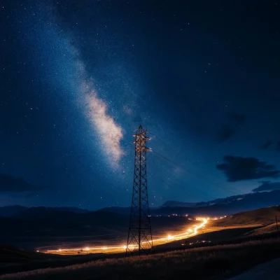 Electric Tower Under the Stars