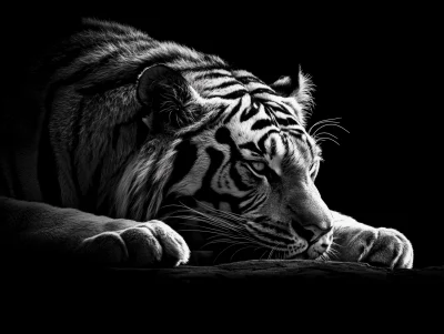 Tiger in Black and White