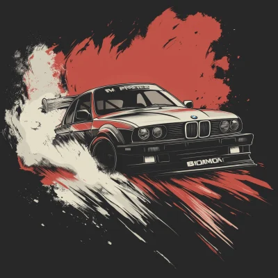 BMW Drift Car Tee Shirt Graphic