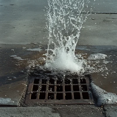 Water Geyser from Sewer Grate