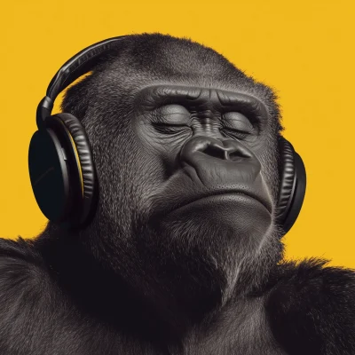 Gorilla with Headphones