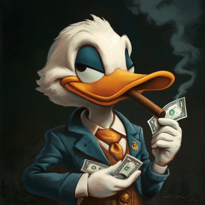 Donald Duck with Cigar and Money