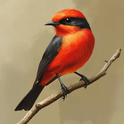 Vermilion Flycatcher on a Branch