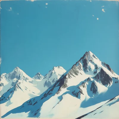 Vintage Postcard of Snow-Capped Mountains