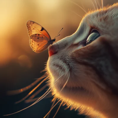 Macro Cat Nose with Butterfly