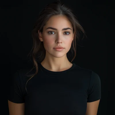 Beautiful Woman in Black T-Shirt