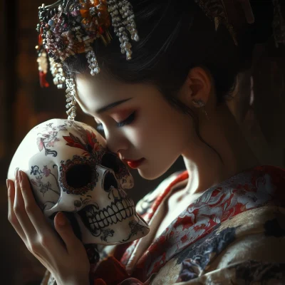 Geisha with Sugar Skull