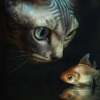 Sphinx Cat and Fish