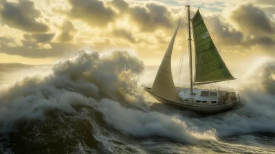 Sailboat Amidst the Waves