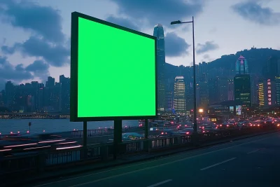 Timelapse of Green Screen Billboard