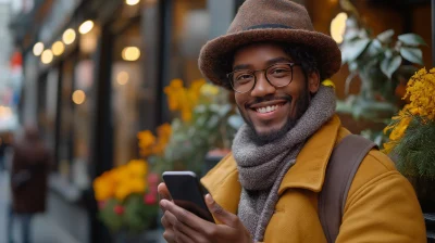 Happy Young Man with Smartphone