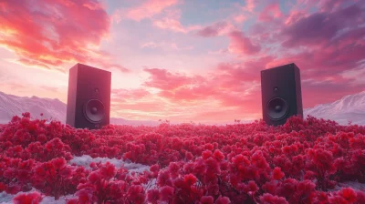 Speakers in a Flower Bed