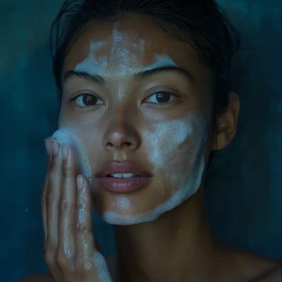 Woman with Foam Cleanser