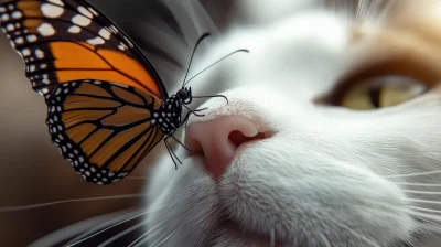 Macro Cat Nose and Butterfly