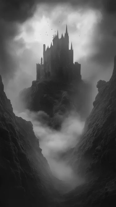 Gothic Castle in Fog