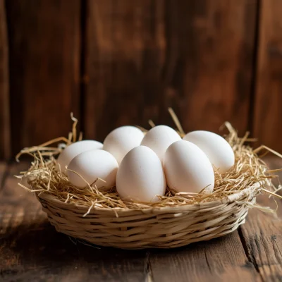 Fresh Easter Eggs in a Basket