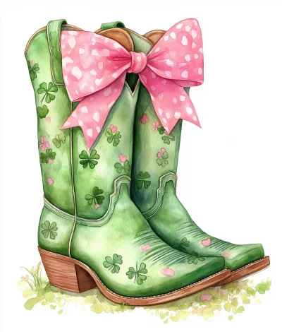 Watercolor Cowboy Boots