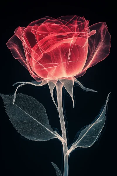 X-Ray of a Red Rose