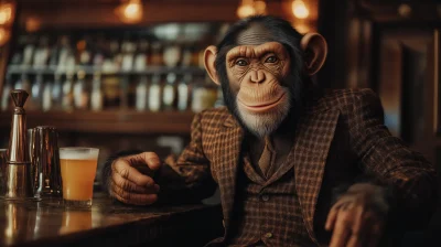 Charming Chimpanzee at the Bar