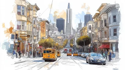 Bustling San Francisco Sketch