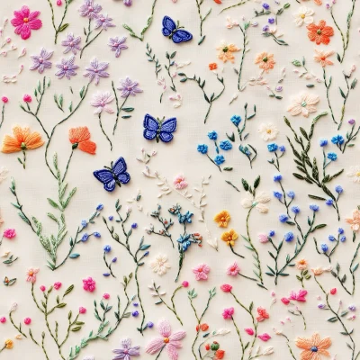 Neon Embroidered Wild Flowers