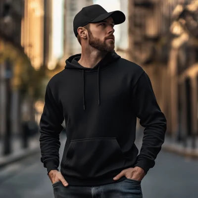 Black Hoodie and Trucker Hat Template