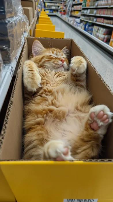 Ginger Tabby Cat in a Box