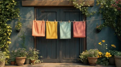 Pastel Fabrics on Clothesline