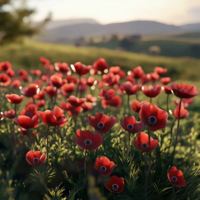 Vibrant Field of Anemones