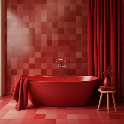 Red Bathroom Serenity